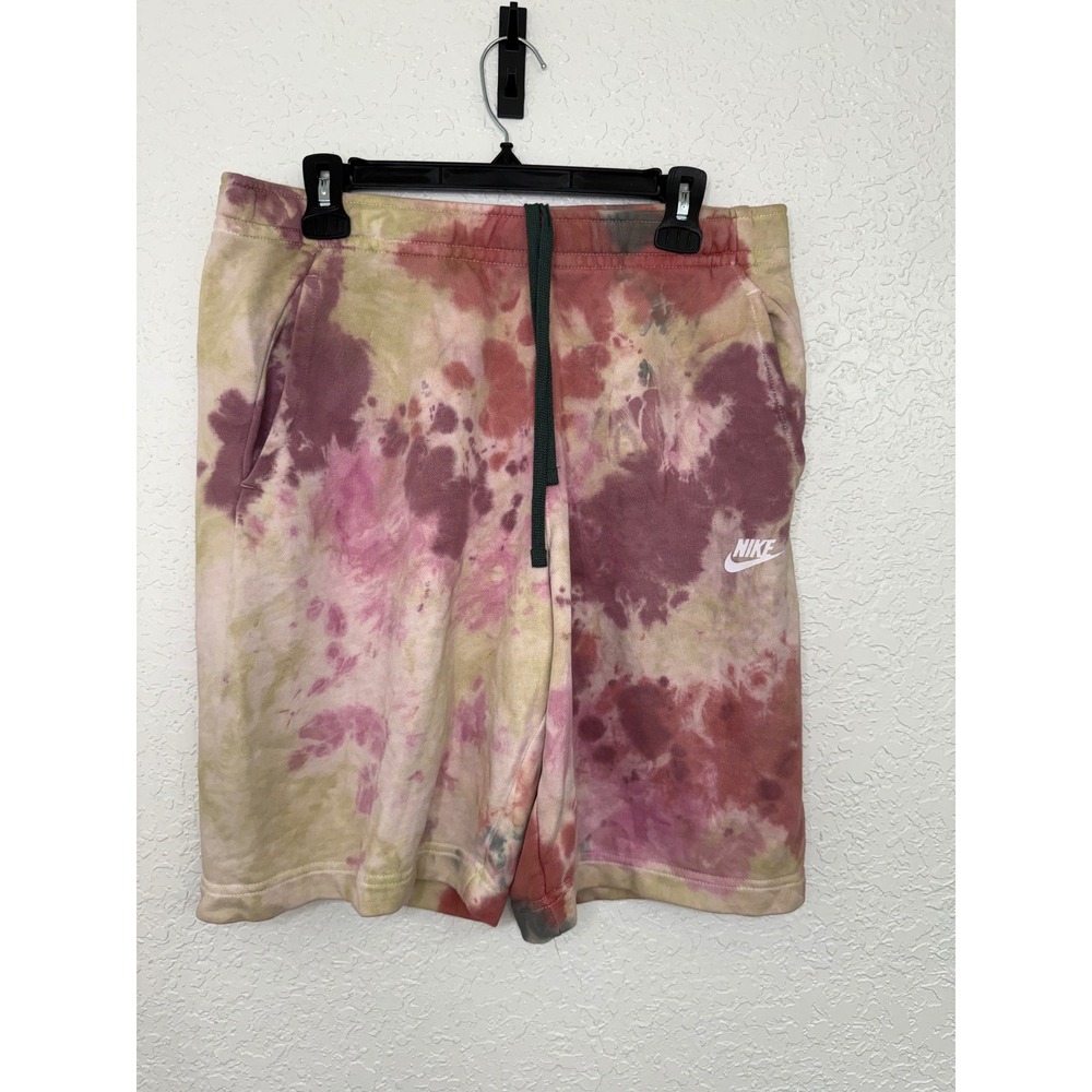 Nike Mens Sportswear Club Fleece Tie Dye Shorts Maroon Pink Green DA0019-689 S